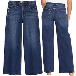 New with tags Nine West Dark Wash wide leg high rise studded jeans size 16